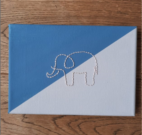 Embroidered canvas elephant