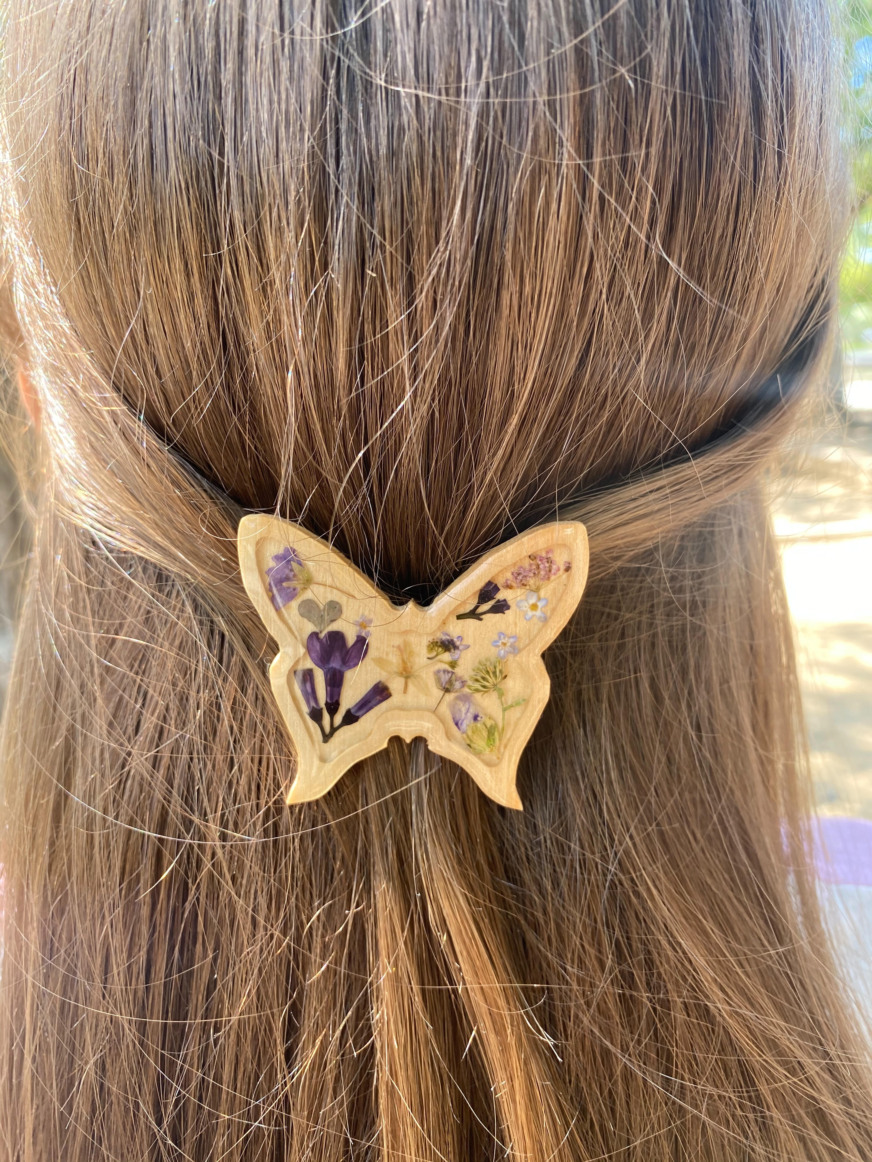 Wooden Hairpin Butterfly With Ornaments 006