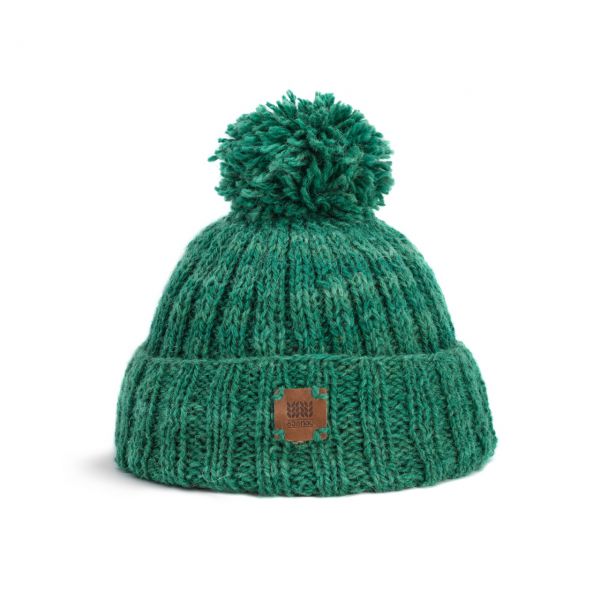 Green hat with pompom