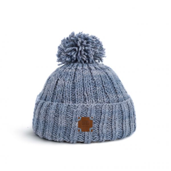 Blue hat with pompom
