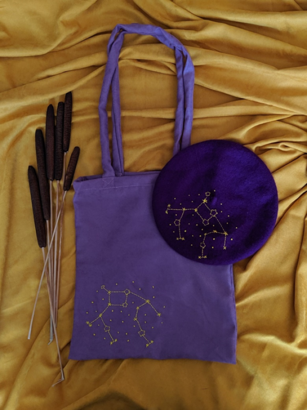 Double tote bag and beret
